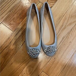 Badgley Mischka Silver Flats with Crystal Accents